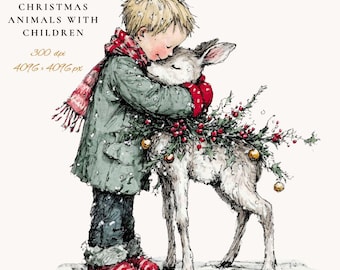Affiches vintage d'animaux de Noël : Art hivernal pour chambre d'enfant