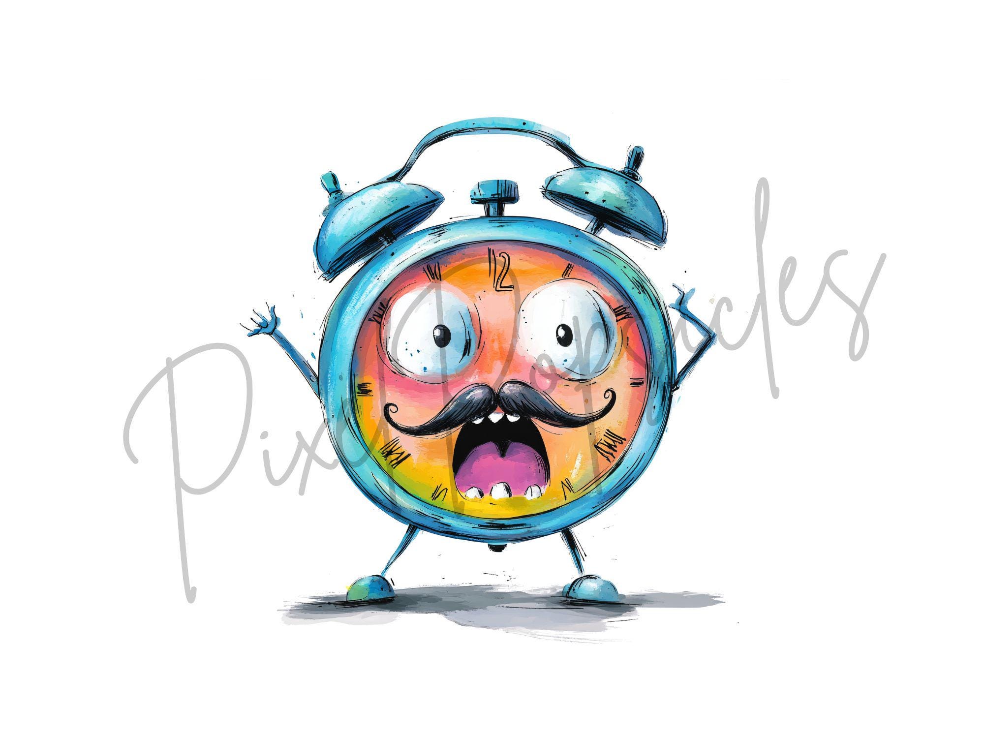 Comically Big Clock Funny Clock Clipart | Digital Printable Vector Clock Face for Creative ...