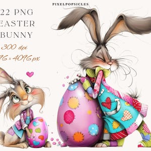Clipart original de lapin de Pâques : ensemble PNG de lapins fantaisistes (téléchargement numérique)