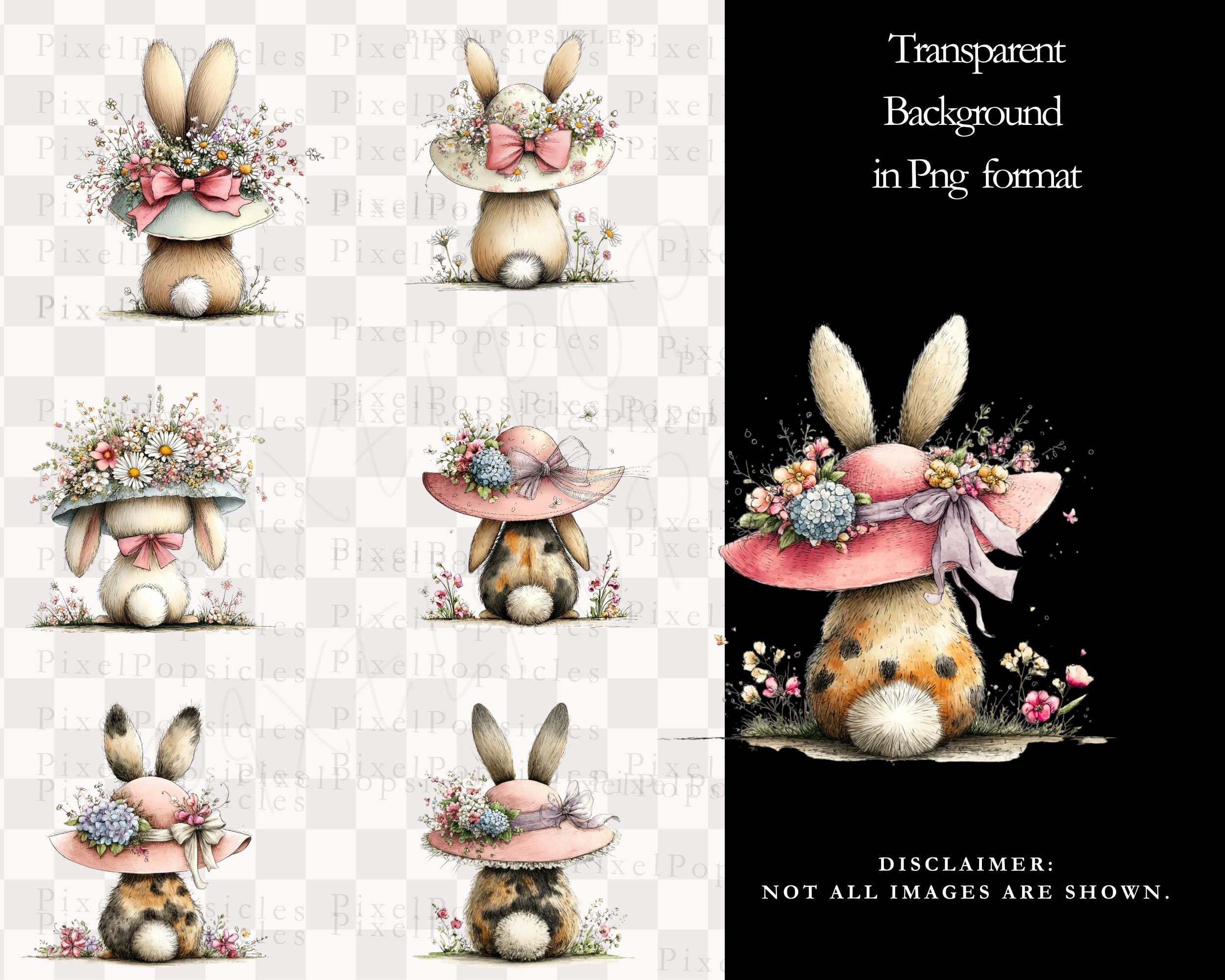 Sweet Bunny Clipart: Whimsical Rabbit PNG Bundle (digital Download) 1 ...