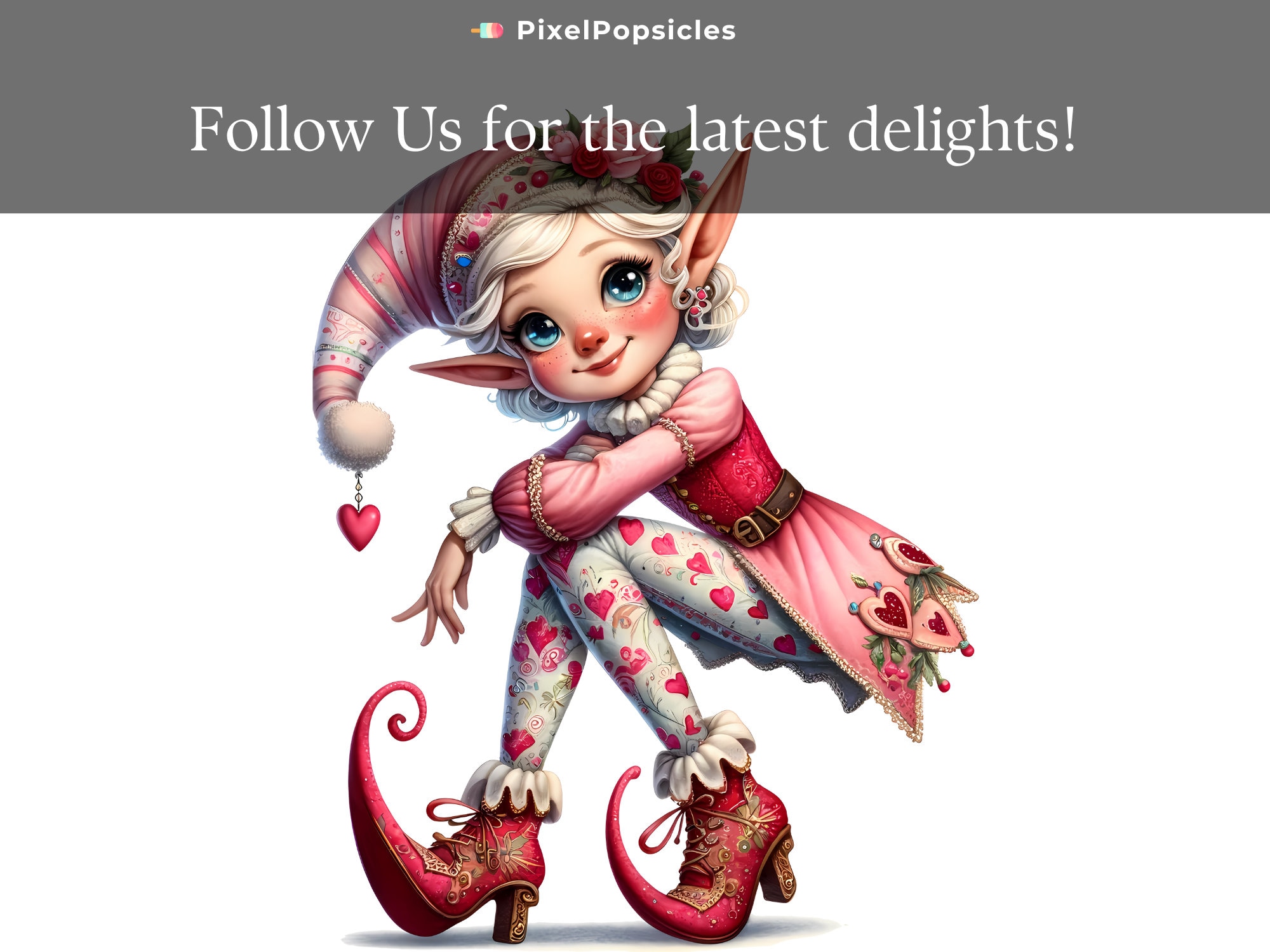 Valentine Elves Watercolor Clipart, 10 High Quality Pngs, Memory Book ...