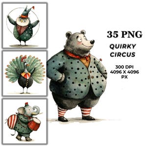 Quirky Circus Clipart – Whimsical Carnival Illustrations for Invitations, Posters, Decorations, Crafts & Digital Projects