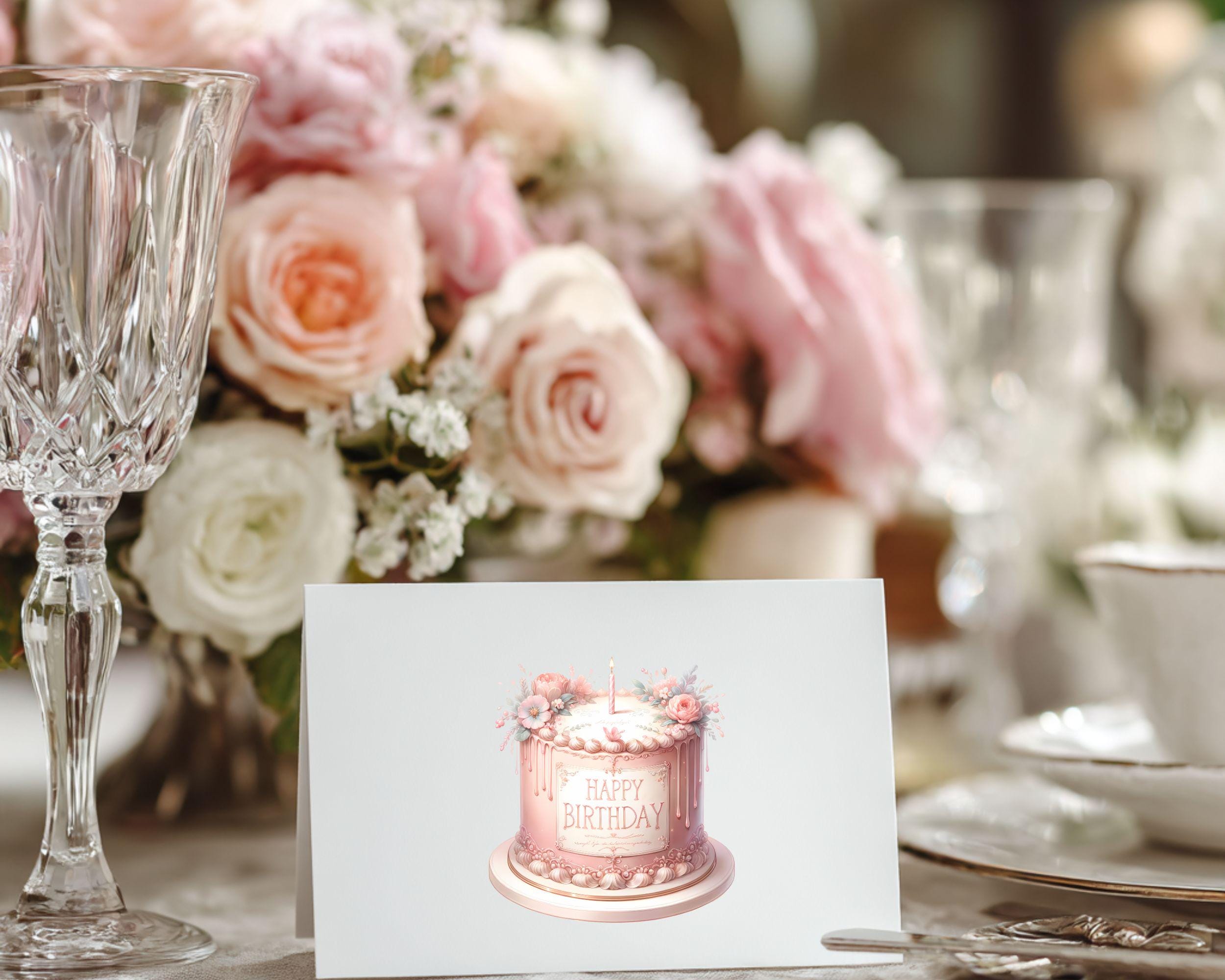 Floral Birthday Cake Clipart Set | Celebration PNG Images Digital ...