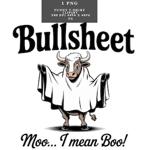 Funny Halloween Cow Ghost PNG – Retro Bullsheet Design (Digital Download)