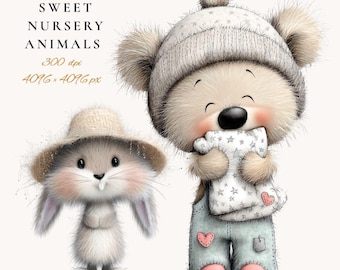 Aquarel clipart van babydieren: 44 PNG-afbeeldingen van jonge dieren