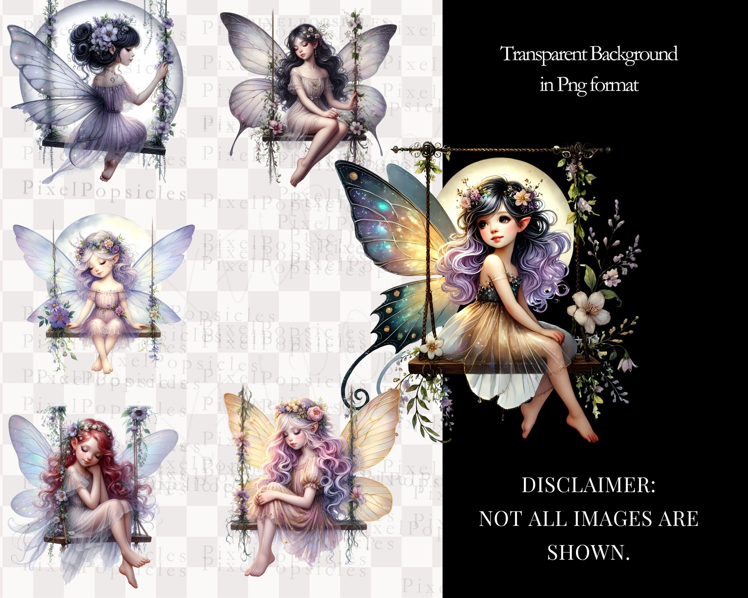 Watercolor Fairy Clipart Set: Transparent PNG Files (instant Download ...