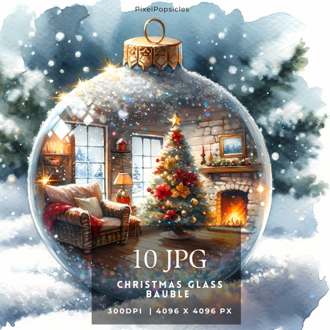 水彩画のクリスマスオーナメントのクリップアート：ホリデー JPG 画像