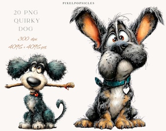 Watercolor Dog Clip Art: Whimsical Puppy Illustrations (Digital Download, png Commercial Use OK)  1#