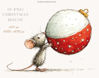 Christmas Mouse PNG Bundle: Winter Woodland Clip Art (Digital Download) 1#