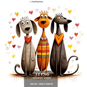 Quirky Cartoon Dogs, Whimsical Canine Art Print, Playful Dog Illustration for Home Decor & the Perfect Gift for Dog Lovers,Cartoon Dog Print