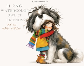 Dog and Kid Friends Clipart: Whimsical Friendship PNG
