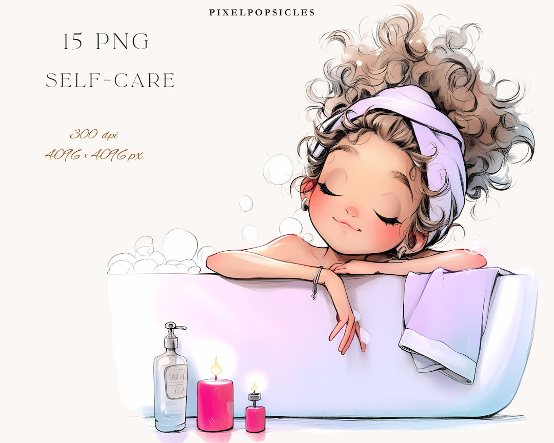Care Routine Cartoon Self Care Routine PNG Set | Cozy Cartoon Girl Clipart for Journals and ...