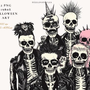 1980s Halloween Zombie Band Clipart: Spooky Retro PNG Bundle