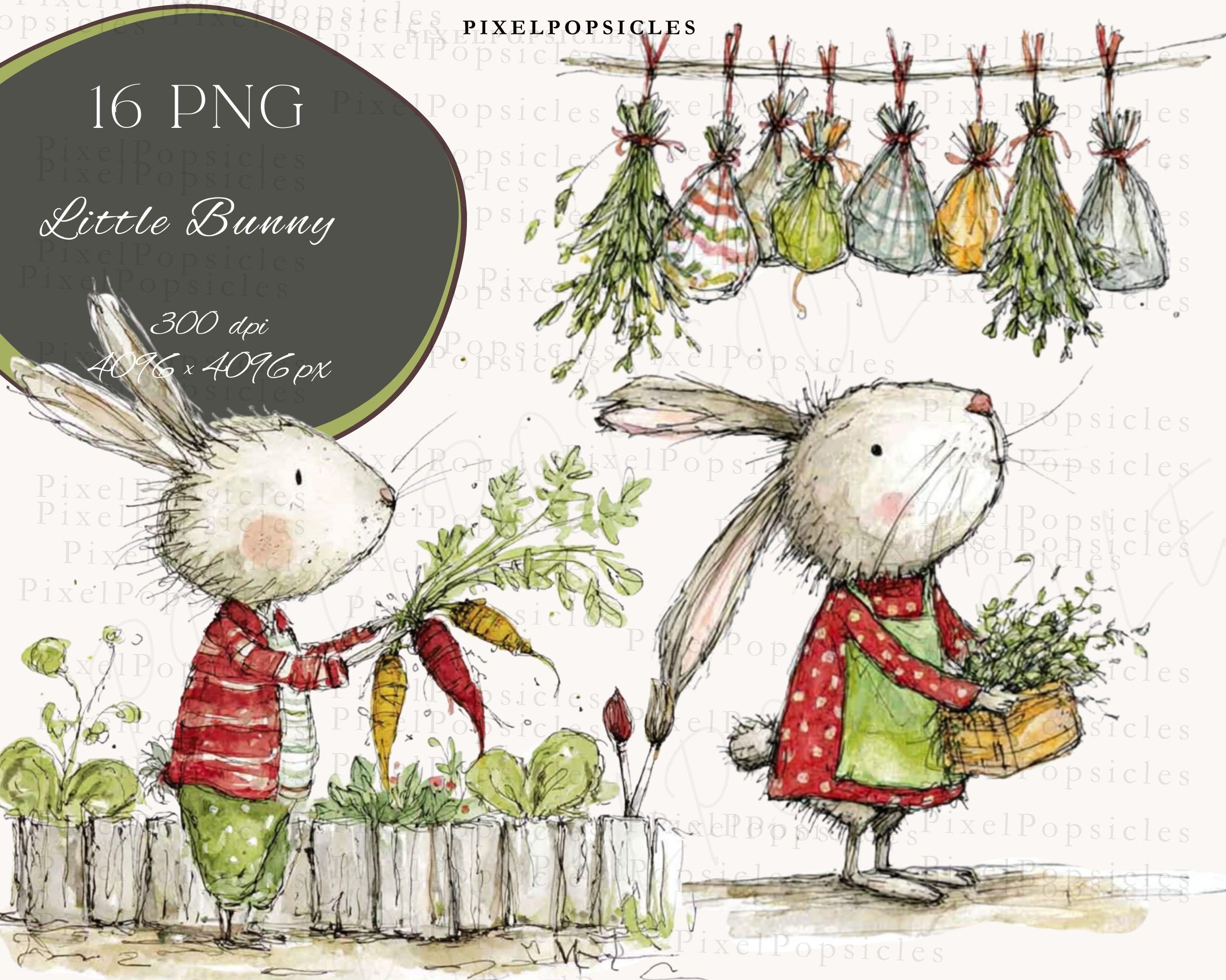 Sweet Bunny Clipart: Whimsical Rabbit PNG Bundle Digital Download - 16 ...