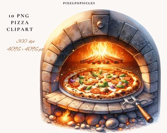 Aquarell Pizza Clipart, PNG (4096x4096 px)