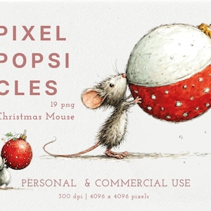 Christmas Mouse PNG Bundle: Winter Woodland Clip Art (Digital Download) 1#