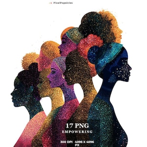 17 Empowering Woman&#39;s Day Clipart, Joyful Clipart, Femininity, Strength, Unity, Vibrant Colors, Diverse Culture Women Portraits