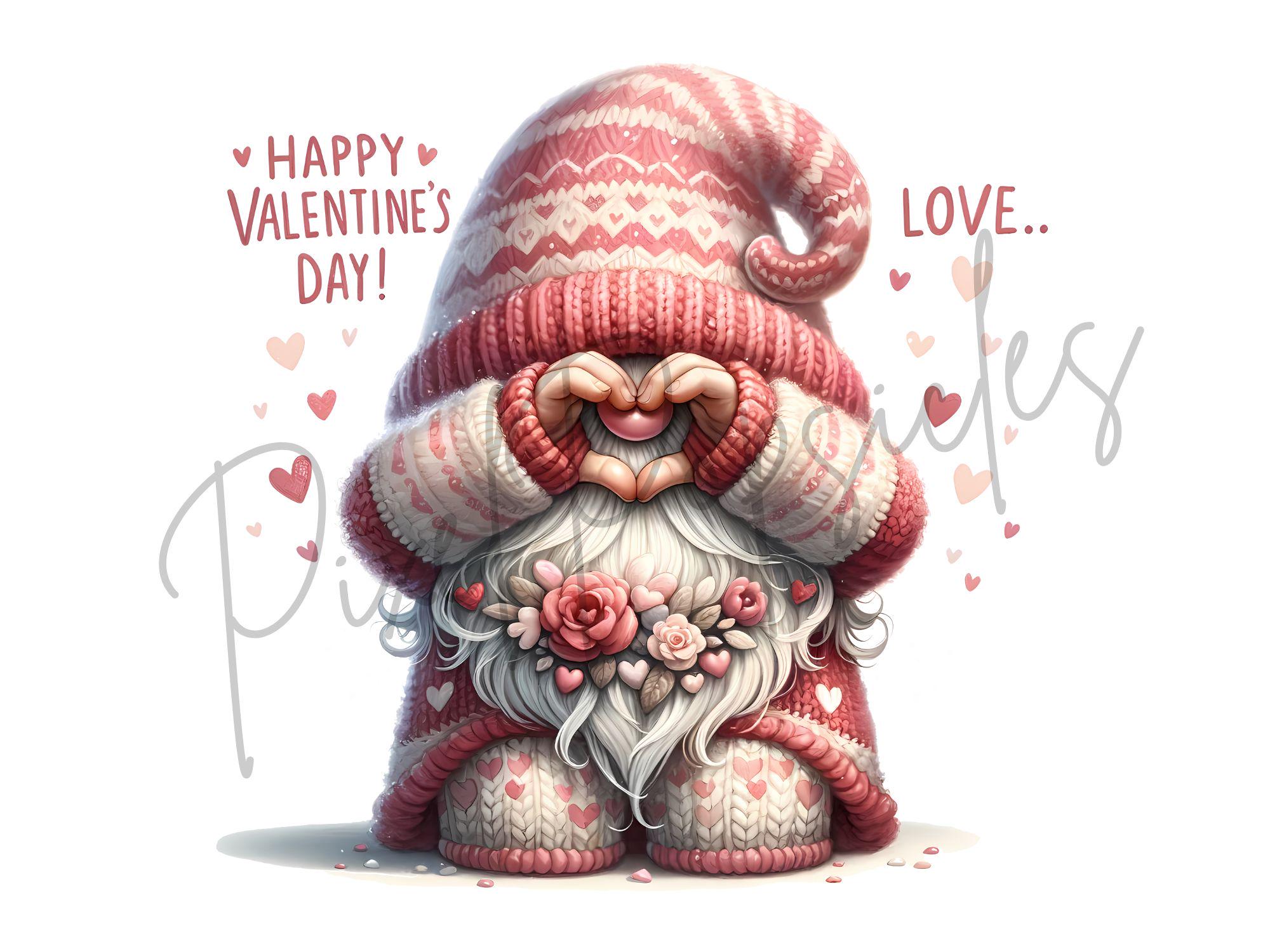 Valentine's Gnome PNG Clipart Bundle - Romantic Love Heart Digital ...