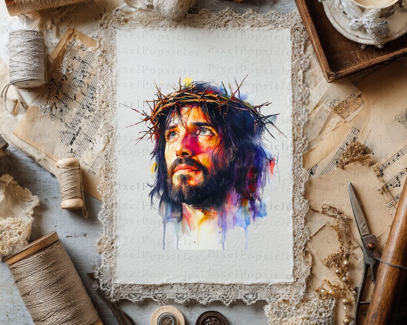 Watercolor Jesus Christ Clipart: Easter Christian Illustration Png ...