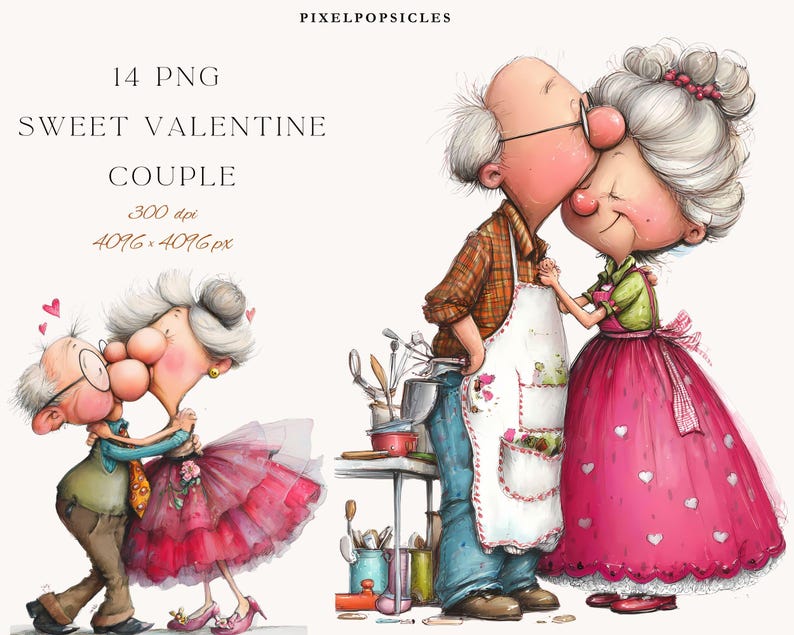 Sweet Couple Cartoon PNG Clipart Bundle: Wedding & Valentine's Day ...