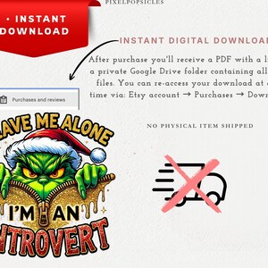 Grumpy Christmas PNG, Introvert Quote Clipart, Funny Holiday Sublimation, 16 PNG Files, Digital Download, Anti Social Art image 4