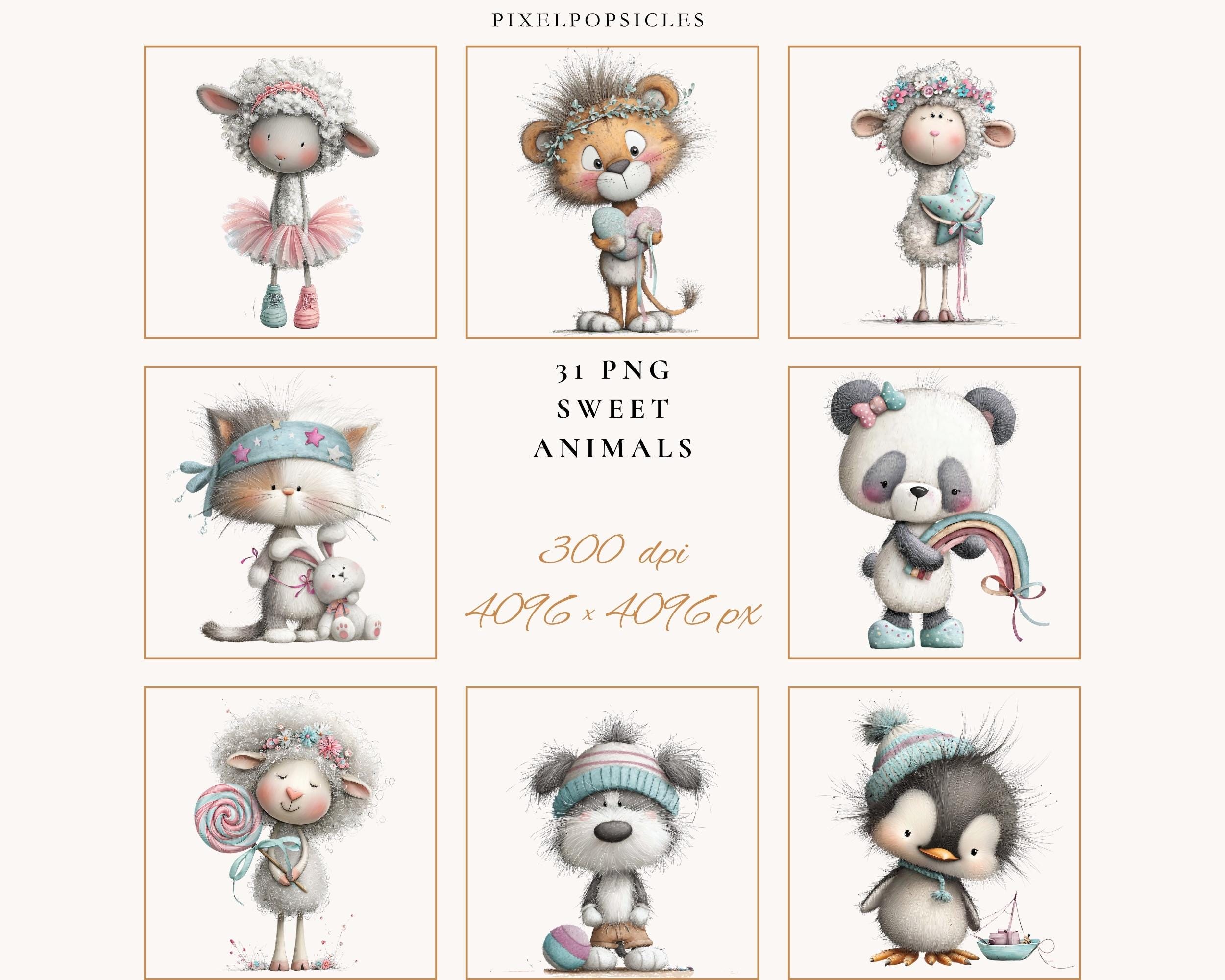 Watercolor Nursery Animals Clipart: Baby Bear, Bunny, Duck, Sheep (PNG,  JPG, Commercial Use 1# - Etsy New Zealand, image size:2500x2000