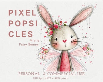 Fairy Bunny Clipart: Whimsical Easter PNG Graphics Bundle