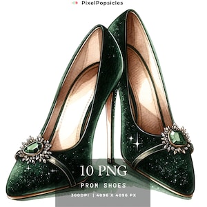 Chaussures de bal glamour aquarelle Clipart JPG, journalisation indésirable, aquarelle fabrication de cartes à usage Commercial téléchargement numérique instantané
