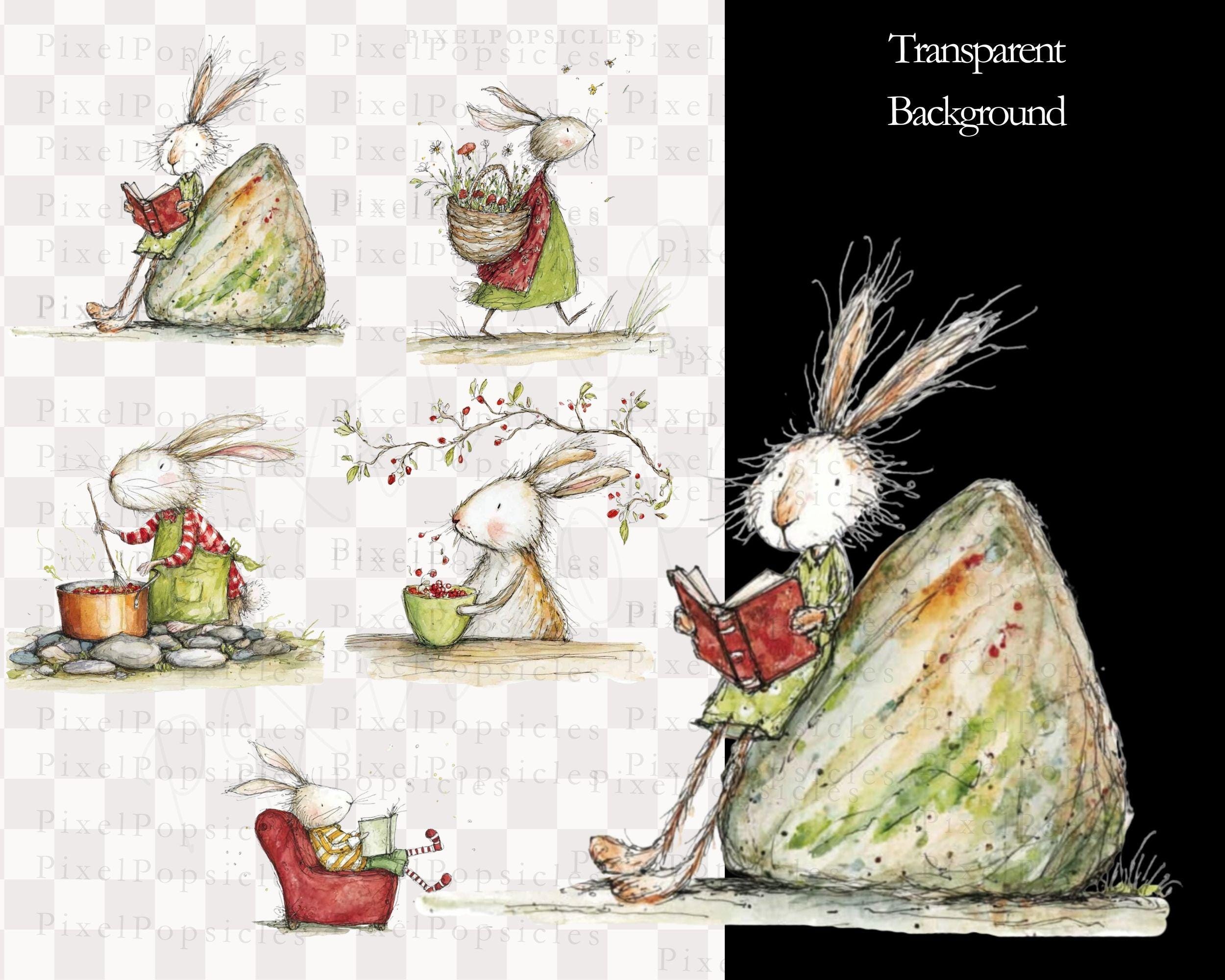Sweet Bunny Clipart: Whimsical Rabbit PNG Bundle Digital Download - 16 ...