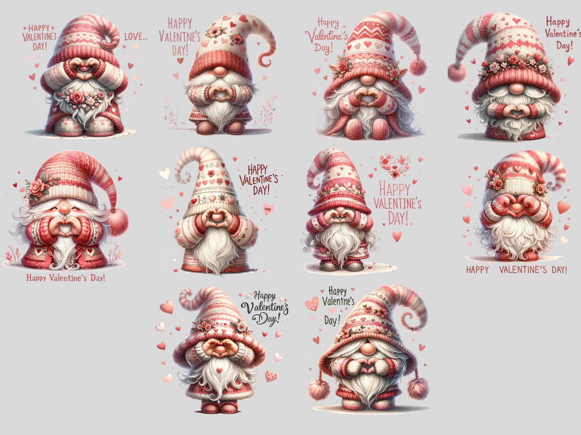Valentine's Gnome PNG Clipart Bundle - Romantic Love Heart Digital ...