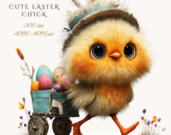 Easter Chick Clipart Bundle: Watercolor Spring PNGs