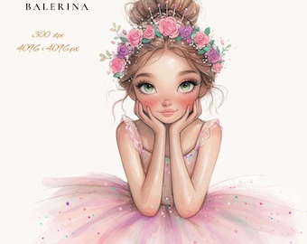 Conjunto de Clipart de Bailarina: Ilustrações PNG de Meninas Bailarinas para Chá de Bebê 1#