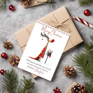 15x20 Weihnachtskarte ""Merry Christmas"" - Postkarte - Aquarell - Weihnachtsgeschenk - Grußkarte - Brief - Weihnachten Rentier."