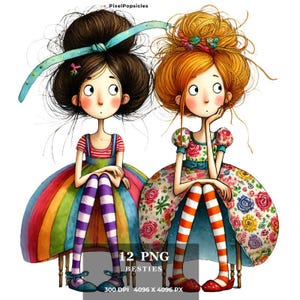 12 Besties cute cartoon PNG Clipart | Stylish Lady,Funny old friens  | Fun Designs for Scrapbook, Card Making, Journals, and Craft Projects