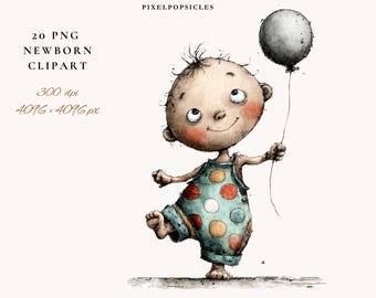 Adorable Newborn Clipart Set - 20 PNG Images for Nursery Decor & Scrapbooking 1#