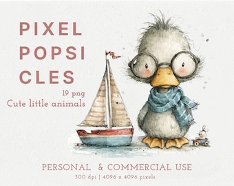 Watercolor Sweet Animal Clipart: Pngs