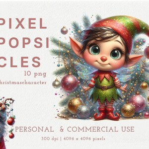 Christmas Elf Clipart, Cute Holiday Pixie PNG, Magical Xmas Character Art, Sparkly Winter Graphics, Sublimation Design,