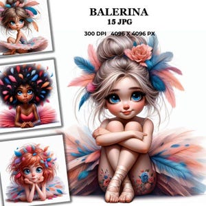 Pastel Ballerina Clipart: Whimsical Dancer Illustration (PNG Digital Download)