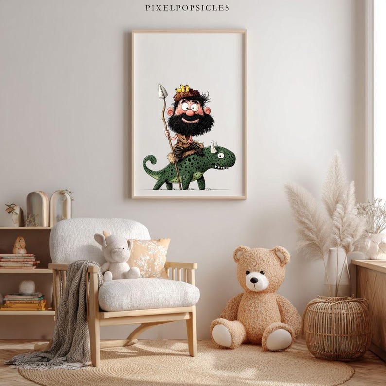 Imágenes prediseñadas divertidas de neandertales: ilustraciones de cavernícolas peculiares (descarga digital) 1# imagen 9