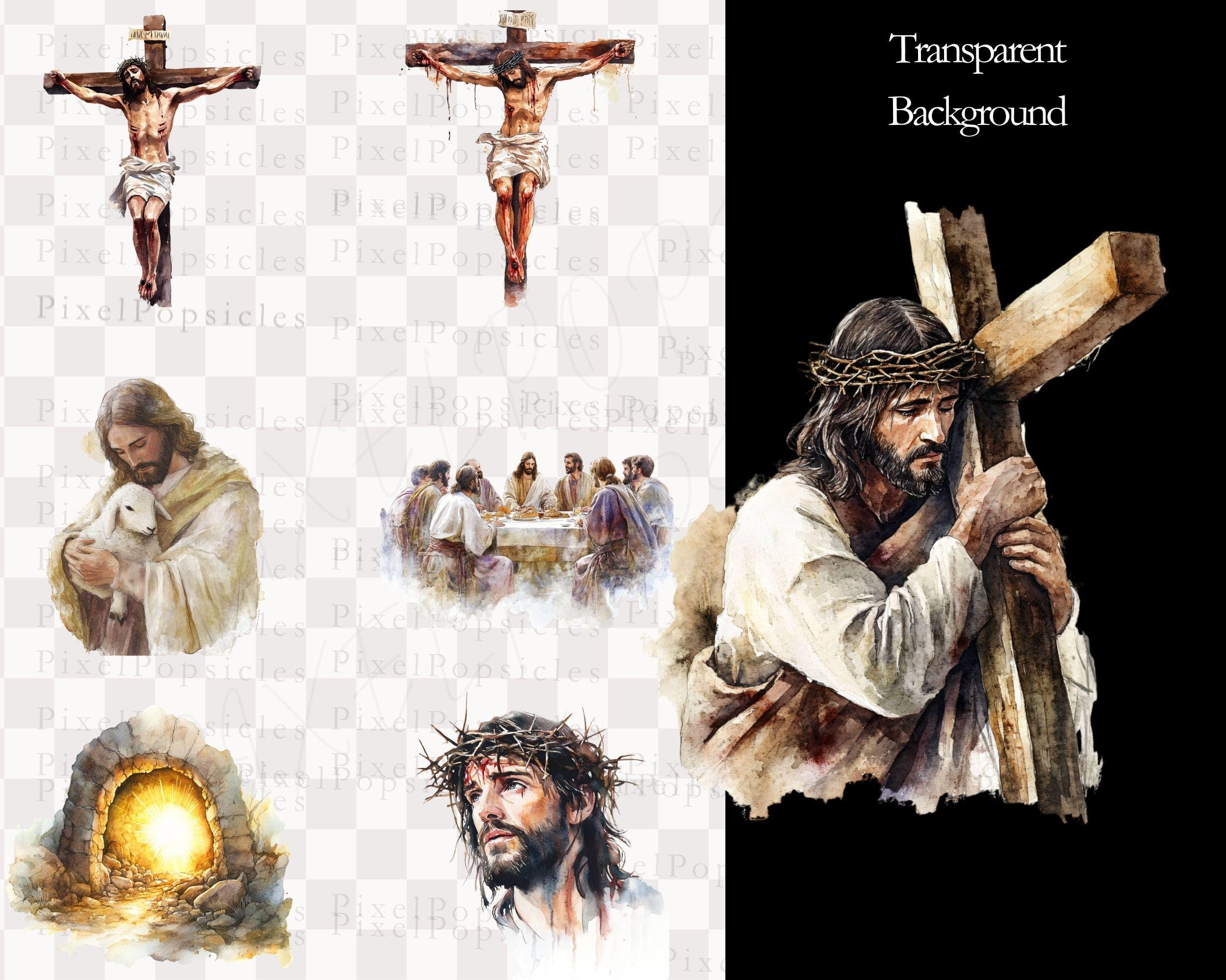 Watercolor Jesus Christ Clipart: Easter Christian Illustration Png ...