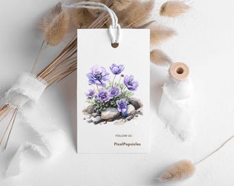 紫色のアネモネの水彩画風花イラスト - Etsy 日本