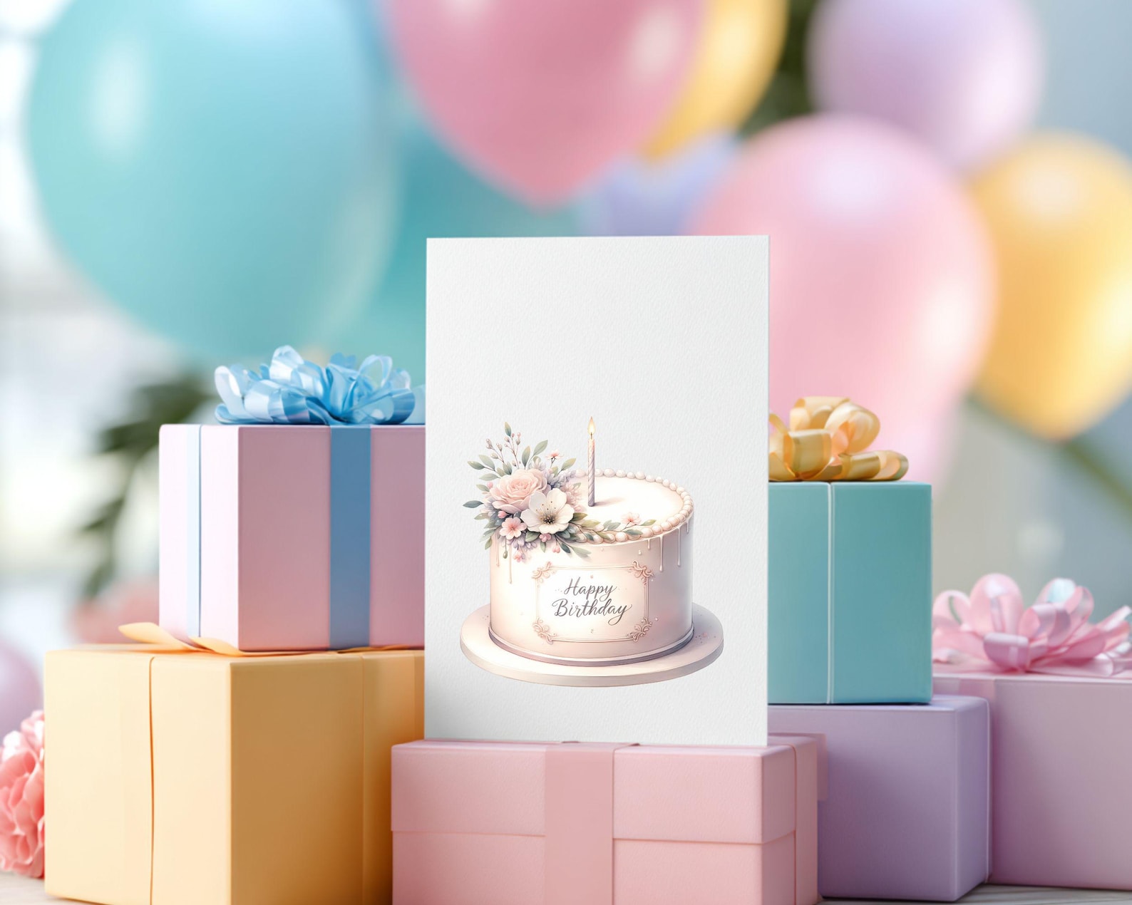Floral Birthday Cake Clipart Set | Celebration PNG Images Digital ...
