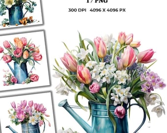 Imágenes prediseñadas de tulipanes en acuarela: ilustraciones florales