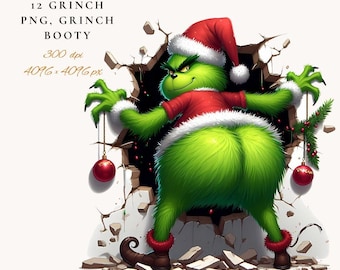 Funny Grinch PNG Clipart: Xmas Digital Art (4096x4096 px)