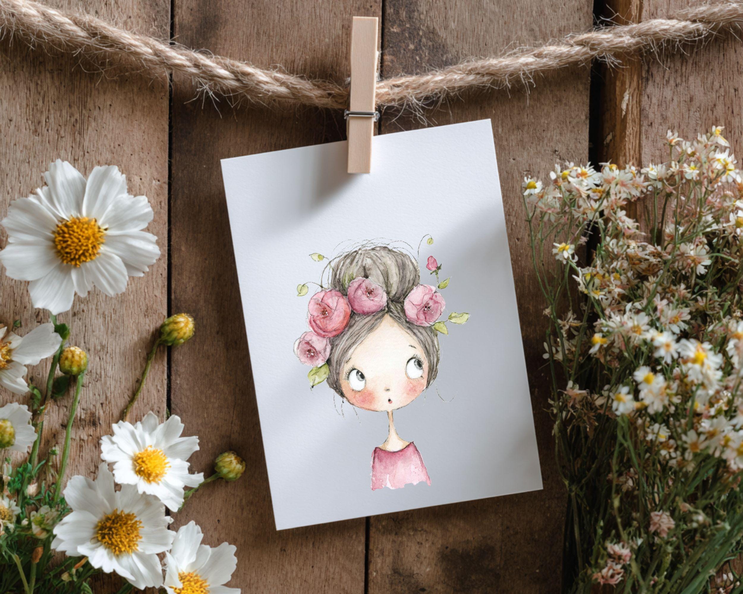 Flowers Girl Clipart Set Watercolor Flower Girls With Floral Hair ...