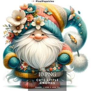 Cute Little Gnomes Clipart, 14 High Quality PNGs, Nursery Art, Digital Download | Card Making, Cute Gnome Clipart, Digital Paper Craft