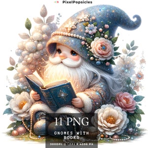 Gnome Book Clipart: 11 PNGs, Nursery Art (Digital Download)