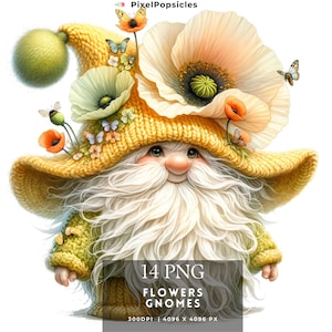 Flower Gnomes Clipart: 14 Whimsical PNGs (Digital Download)