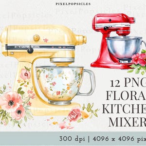 Blumen Mixer Clipart: Backen PNG Bilder (digitaler Download) #