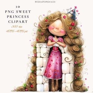 Sweet Princess Clipart: Fairy Tale Girls PNG (Digital Download)